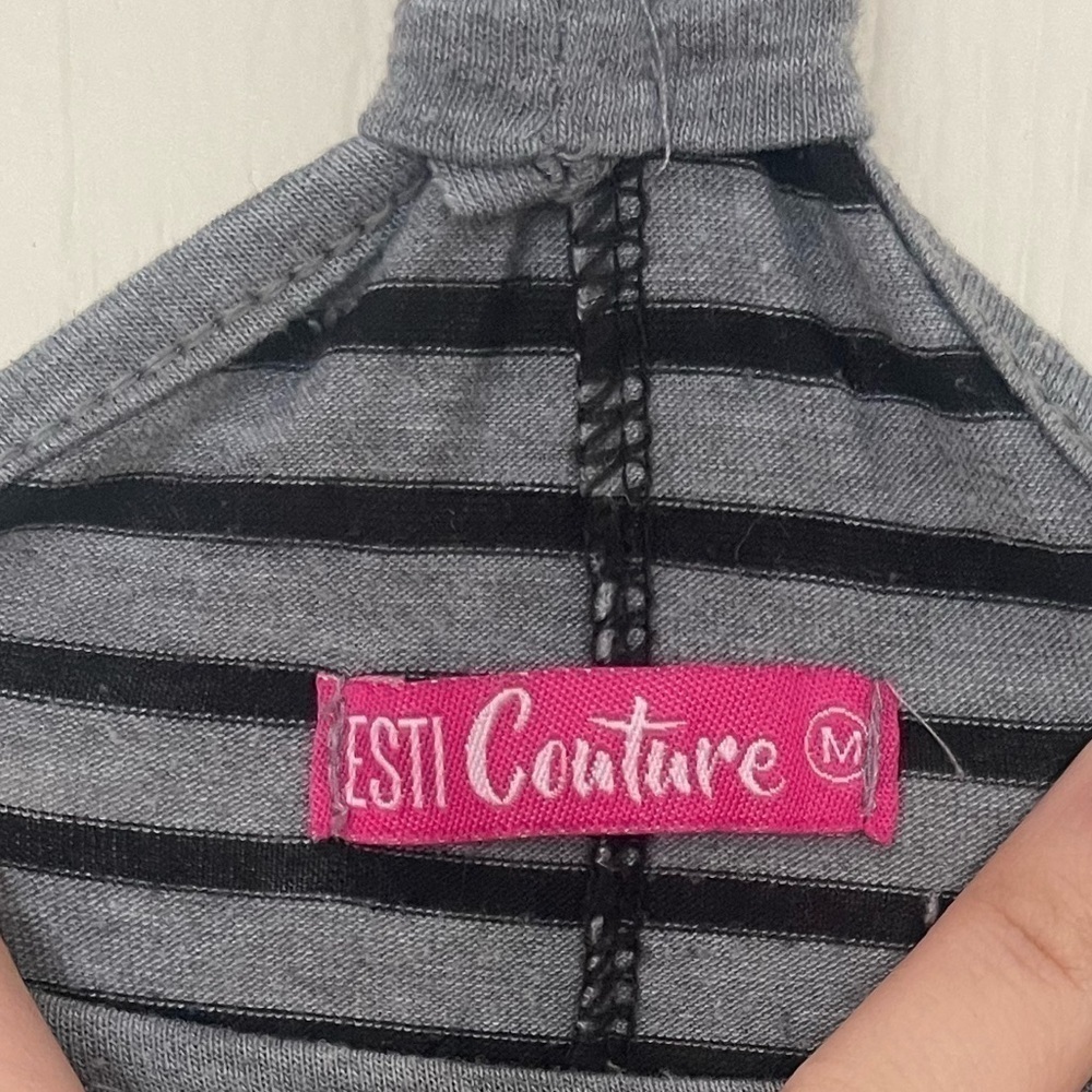 Esti Couture Maxi Dress - Black and Gray Striped - Racerback - Size M - Picture 3 of 6